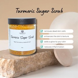 Ammoya Naturals Turmeric Sugar Scrub – Exfoliating & Hydrating Body Scrub with Myrrh, Frankincense, Olive Oil, Lemon & Grapeseed Oil – Smooth, Radiant Skin