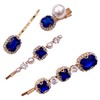 4 piezas clásico zafiro azul perla oro Bobby Pin decorativo