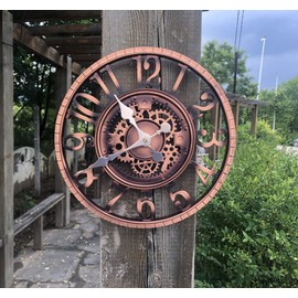 Large Outdoor Retro Garden Clock, Weatherproof Bathroom Clock, Large Vintage Decorative Ornamental Wall Clock with no ticking device, Modern Clock