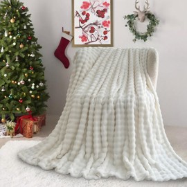 Cuddly Blanket Milky Velvet Bubbles Blanket Super Soft Blanket Thick 450 g/m² Flannel Blanket Couch Blanket Warm Throw Blanket Sofa Blanket Versatile Blanket for Bed Sofa Bedroom Office White 130 x 160 cm