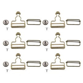 ZHYOHEN 6 Sets Metal Strap Fastener 1-1/2 Inch Integral Replacement Buckle Clip with Triple Slide Clasp and Button for Bib Pants and DIY Sewing Accessories, Aeneous, aeneous