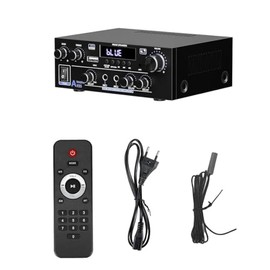 AK-55 Bluetooth 5.0 HiFi Stereo Audio Amplifier Receiver – 50W x 2 Dual Channel Mini Digital Amp with Bass & Treble Control, FM Radio, USB, AUX, for 4–16Ω Passive Speakers, Home Theater, Desktop Use