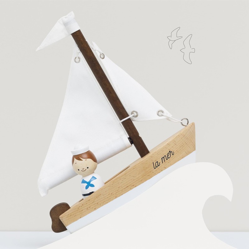 Le Toy Van Wooden Sailing Boat & Captain, Fuel Imagination