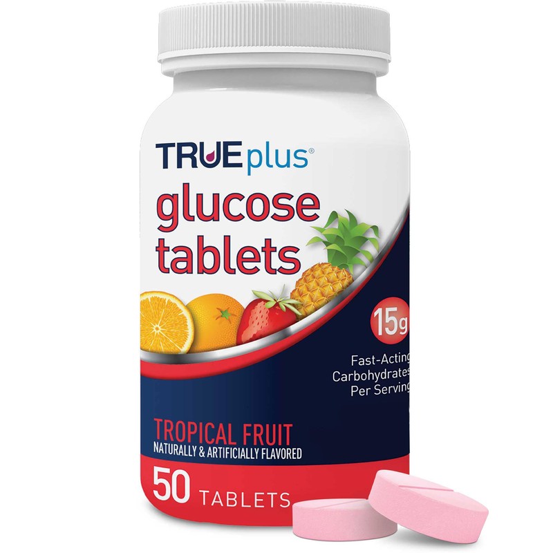 TRUEplus® Glucose Tablets, Tropical Fruit Flavor - 50ct Bottle