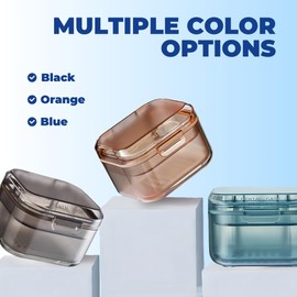 AHYUEE Retainer Case Denture Bath Case,Retainer Cleaner Case with Lid,Denture Cup for Partial Dentures,Mouth Guard&Braces,Denture Soaking Container Case for Travel (Orange)