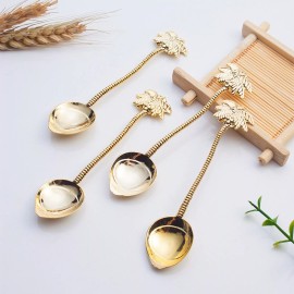 CHANDLER LLC Teaspoon Set of 6 pcs Golden Stainless Steel High Quality Palm Design Gift Box