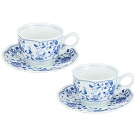 Sunupii 630742 Indigo Arabesque Cup & Saucer Pair "Comes in a Gift Box", Arabesque/Grape