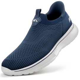 ODCKOI Men's Slip-On Trainers - Lightweight Breathable Men's Sports Shoes Without Laces Lightweight Trainers Slip In Shoes Mesh Casual Comfortable Slip-On Shoes, 1045 Navy Blue, 42 EU