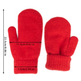 HinyBoeh Women's Winter Mittens for Adult Ladies Soft Knitted Gloves Thick Crochet Mittens Cold Weather Accessory(S/M) (Red)