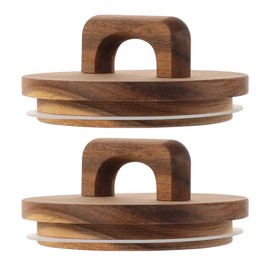 GRIRIW 2Pcs Wooden Jar Lids with Handle Wood Mason Jar Lids with Rubber Seal Airtight Canning Cover Lids for Glass Jars Storage for Cookies Candies Nuts Crafts Office Supplies