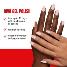 DND Diva Gel Polish Set, Soda Poppin Collection, UV/LED Gel Polish and Air Dry Nail Lacquer, Matching Chip-Free Polish Duo, 115 Pale Blush, 0.5 Fl Oz
