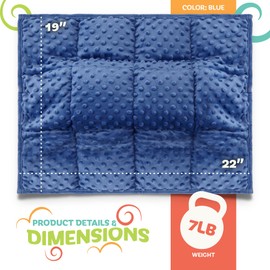 Kidaddle 7lb Weighted Blanket for Kids (Blue), Plush Minky Weighted Lap Pad with Travel Bag for Ages 6-12