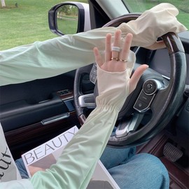 Women's Golf Arm Sleeves - Gradient Ice Sleeves for Summer UV Protection Free Size / Rice Purple Gradient (Thumbhole Design) 15ea