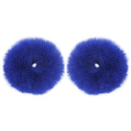2pcs Pack Furry Faux Rabbit Fur Hair Scrunchies Artificial Fur Hair Bobbles Elastic Hair Band Rope Wristband Ponytail Accessories Royal Blue