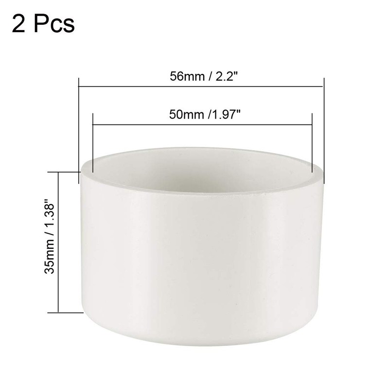 sourcing map 50mm PVC Pipe Cap Fitting, Slip Socket External