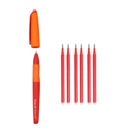 Pelikan Pelikan Erase 2.0 Ergonomischer radierbarer Tintenroller, rote Tinte, für Rechts- und Linkshänder, für die Schule, nachfüllbar, 6 Ersatzminen inklusive
