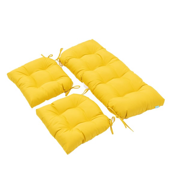 QILLOWAY Outdoor/Indoor Patio Wicker Seat Cushions with Ties Group Loveseat/Two