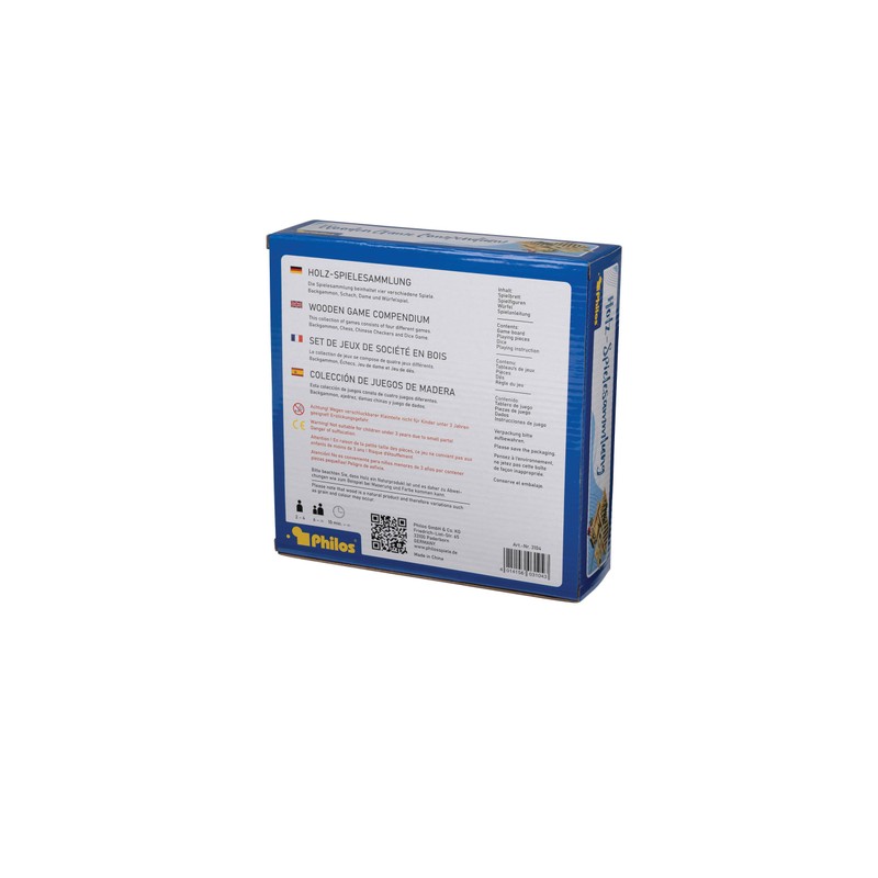 Philos Travel Wooden Game Compendium - 20cm (4 games)