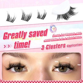 Delyneph Wispy Cluster Lashes Natural Individual Eyelashes Manga Lash Clusters DIY Lashes Individual Cluster Left & Right Round Eye Lash C Curl Eyelash Clusters