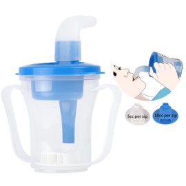 Ehucon Dysphagia Cups for Swallowing People, Provale Cup 5CC or 10CC of Liquid Each Time for Prevent Chocking (Blue-Lid)