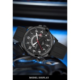 GEDIYAR Waterproof Watch Analog Military Stylish Durable Timepiece for Men Adult Sports Wrist Quartz Watches,Silicone Strap (G694 Black)