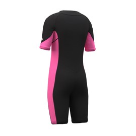 Hevto Kids Wetsuit Shorty for Girls Toddler Child Size 4T 2mm Neoprene Front Zip Wet Suit in Cold Water Thermal for Swimming (K1S-Pink, 4)