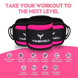 YAGHZU Ankle Straps for Cable Machines Women - Adjustable Gym Ankle Strap for Cable Machine, Neoprene Padded Cable Straps, Durable Leg Strap with Cable Cuff, Glute Kickback Ankle Strap with D Rings