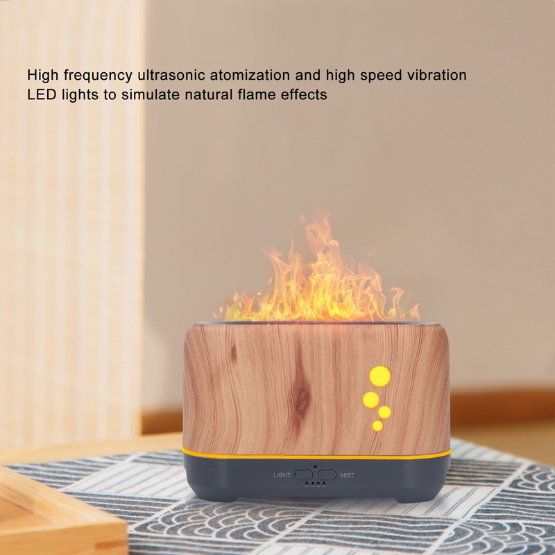 200ML Aromatherapy Diffuser Hollow Flame with Ambience Light Remote Control
