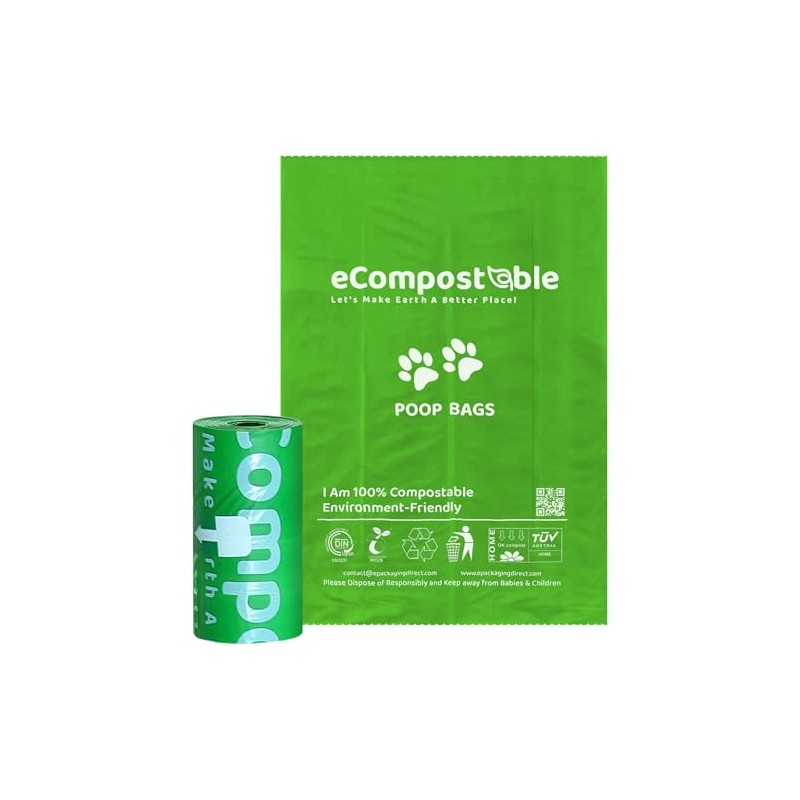 eCompostable Eco-Friendly Poop Bags Compostable Cat Poop Bags - 15