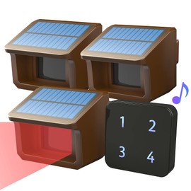 Driveway Alarm System- HTZSAFE 1/2Mile Solar Driveway Alarm System- Up to 70FT Wide Sensor Range- Fully Weatherproof Outdoor Motion Sensor&Detector DIY Security Alert System-1 Receiver and 3 Sensors