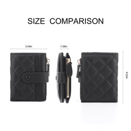CHAOFANXI Women's Small Bifold Leather Purse for Women, Small and Short Format Purse Small Wallet with Multiple Compartments, black, Modern