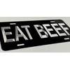 Silver Engraved Eat Beef Black Car Tag Diamond Etched Metal