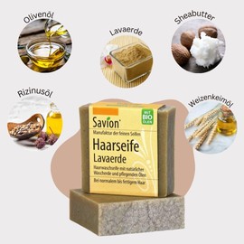 Savion Lava Earth Hair Soap for Normal and Oily Hair, Vegan, Palm Oil Free, Cruelty Free, Plastic Free, 85 g