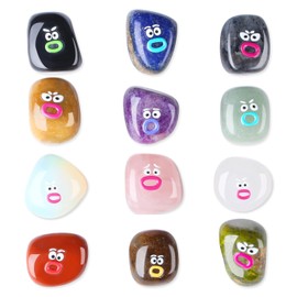 XIANNVXI Novelty Funny Emotion Healing Crystals Tumbled Rock 12Pcs,Party Bag Fillers Favours Small Cool Weird Quirky Gift Stuff Gadget Birthday Present Women Men Stocking Filler Funny Desk Accessories