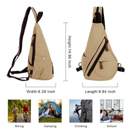 HAWEE Unisex Backpack Small Women's Shoulder Bag Lightweight Chest Bag Men's Shoulder Bag Crossbody Retro Shoulder Backpack Sling Backpack Canvas Sling Bag for Cycling Camping Hiking Travel School,