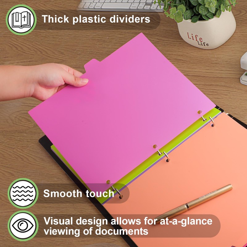 habgp 16Pcs/2 Set Binder Dividers with Tabs, 8 Color Tab