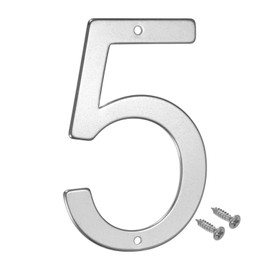 M METERXITY 1-Pack House Number, 4 Inch 304 Stainless Steel Mailbox Number Door Number Signage for Garden/Hotel/Mailbox/Address/Sign, House Number for Outside [Number 5, Silver]