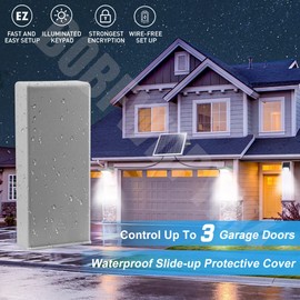 Universal Wireless Keyless Garage Door Keypad Works 310/315/390MHz Chamberlain/LiftMaster/Craftsman Openers with Yellow/Purple/Red/Orange/Green 5 Color Learn Button Opener,Control 3 Doors