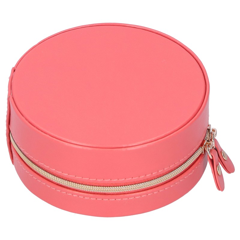 Round Portable Jewelry Box Organizer Display Storage Case for Rings