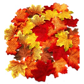 Aliotech 250PCS Multicolor Color Artificial Maple Leaves Fall Leaves for Art Scrapbooking Weddings House Decorations Props Crafts Christmas Party Thanksgiving Day(3.1 inch)
