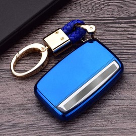 ROYALFOX(TM 5 buttons tpu smart remote Key Fob case Cover For Land Rover Defender Discovery Sport LR2 LR3 LR4 Range Rover Sport EVOQUE and Jaguar XF XJ XJL XE F-PACE (blue)