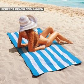 Nirvana Nest Microfiber Beach Towel, Quick Dry, Compact, Travel-Friendly Towel, Sand Free for Beach, Camping, Swim Pool, Cabana, Gym, Sports & Yoga - Includes Bag - Beach Blue Color