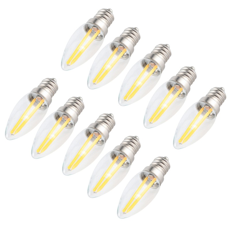 10Pcs E12 Long Filament Small LED Light Bulbs Dimmable Lamp
