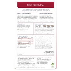 Healthspan Plant Sterols Plus (28 Day Supply) | 2400 mg Plant sterols with Oli-Ola Olive Extract | Added Potassium & Vitamins B1 & B3