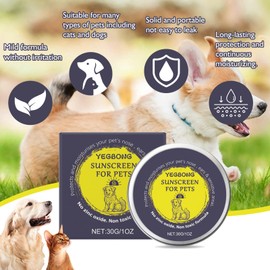 Dog Sun Cream, Sun Cream for Cats, Sun Protection Balm for Pets, Sun Protection for Dogs and Cats, Waterproof, Moisturises and Protects 30 g