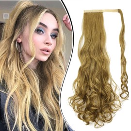 Dcbaboo Ponytail Extension, Ponytail Hairpiece, Braid Extensions, Wavy Long, 60 cm, Wrapped Ponytail Hair Extension, Clip-In Synthetic, Fake Braid, Wavy Hair Extension, Dark Blonde