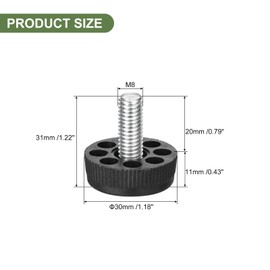 uxcell Adjustable Furniture Levelers, 24Pcs M8x20mm Furniture Leveling Leg Screw in Threaded Furniture Glide Leveling for Table, Chair, Furniture Legs, Black