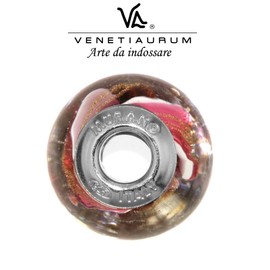 Venetiaurum Original Murano Glass and 925 Silver Charm - Made in Italy