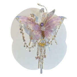 Flower Hair Clips | Glitter Chinese Hair Clip | Elegant Rose Silk Bowknot Tassels Fairy Headpiece for Casual Bridesmaid Dance Prom Festival Bridal Cosplay Wedding