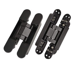 TamBee Hidden Door Hinge Invisible Hinges - Black, 3 Way Adjustable, Zinc Alloy, Concealed, for Secret Doors, Hidden Door and Bookcase Door 7 Inch (2 Hinges)